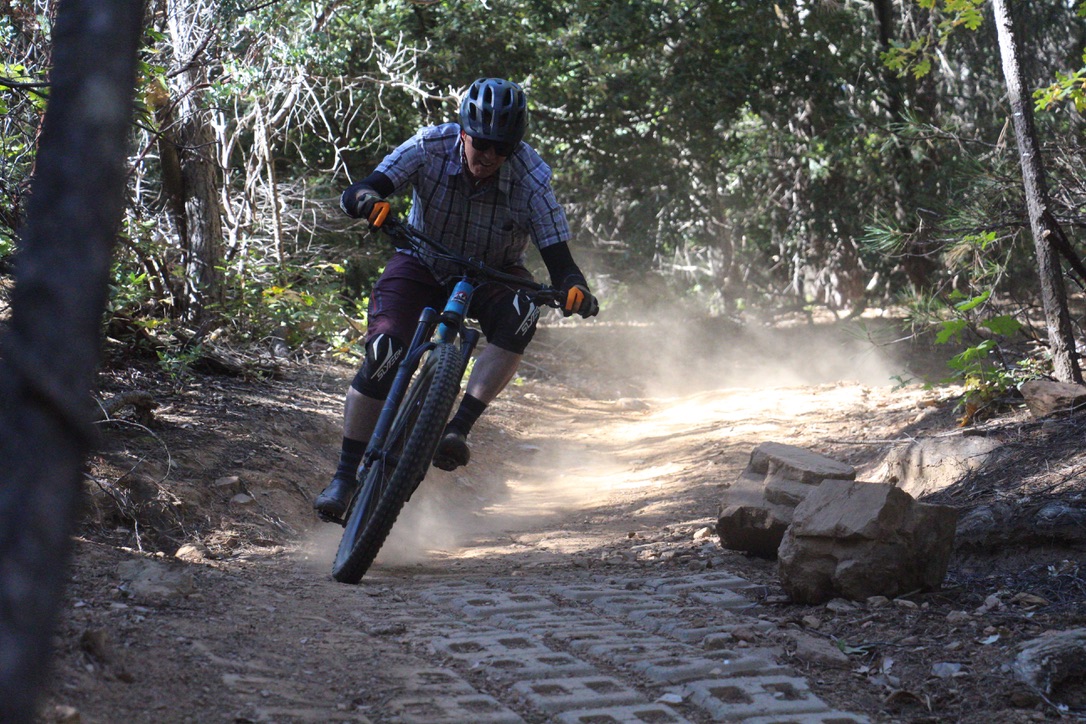 Mountain Biker making a fast turn in Georgetown California